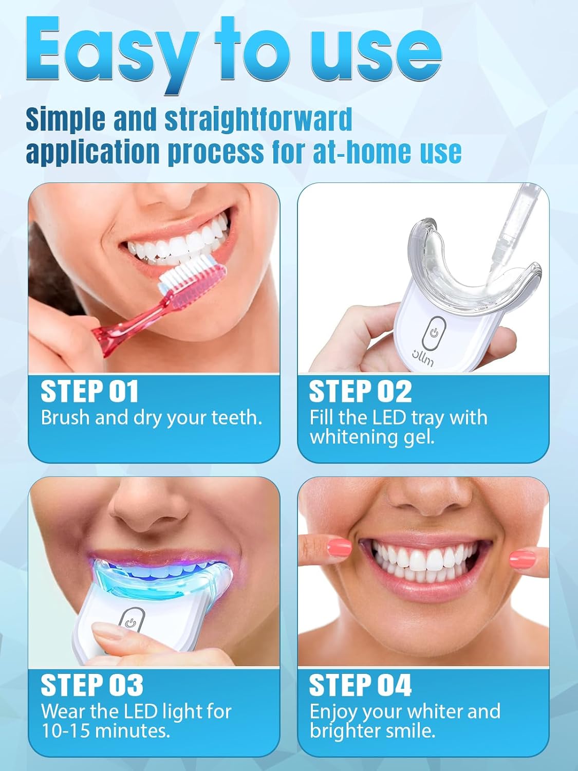 Teeth Whitening Kit for Sensitive Tooth: 35% Carbamide Peroxide White Gel Pens LED Light Whitener with Dental Mouth Trays Professional Bright Brace Oral Care Product System for Home Work Travel