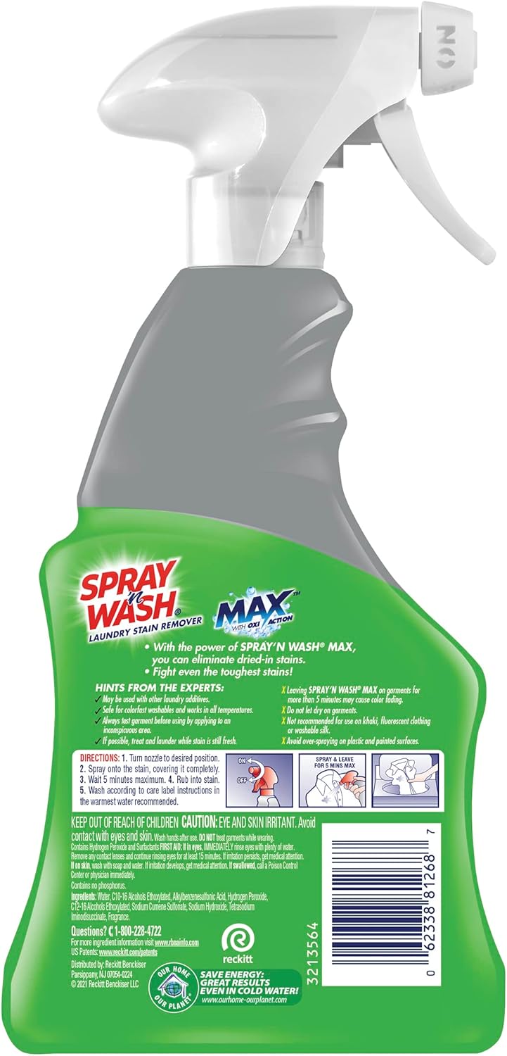 Spray 'N Wash Max Laundry Strain Remover 16 oz, Packaging may vary