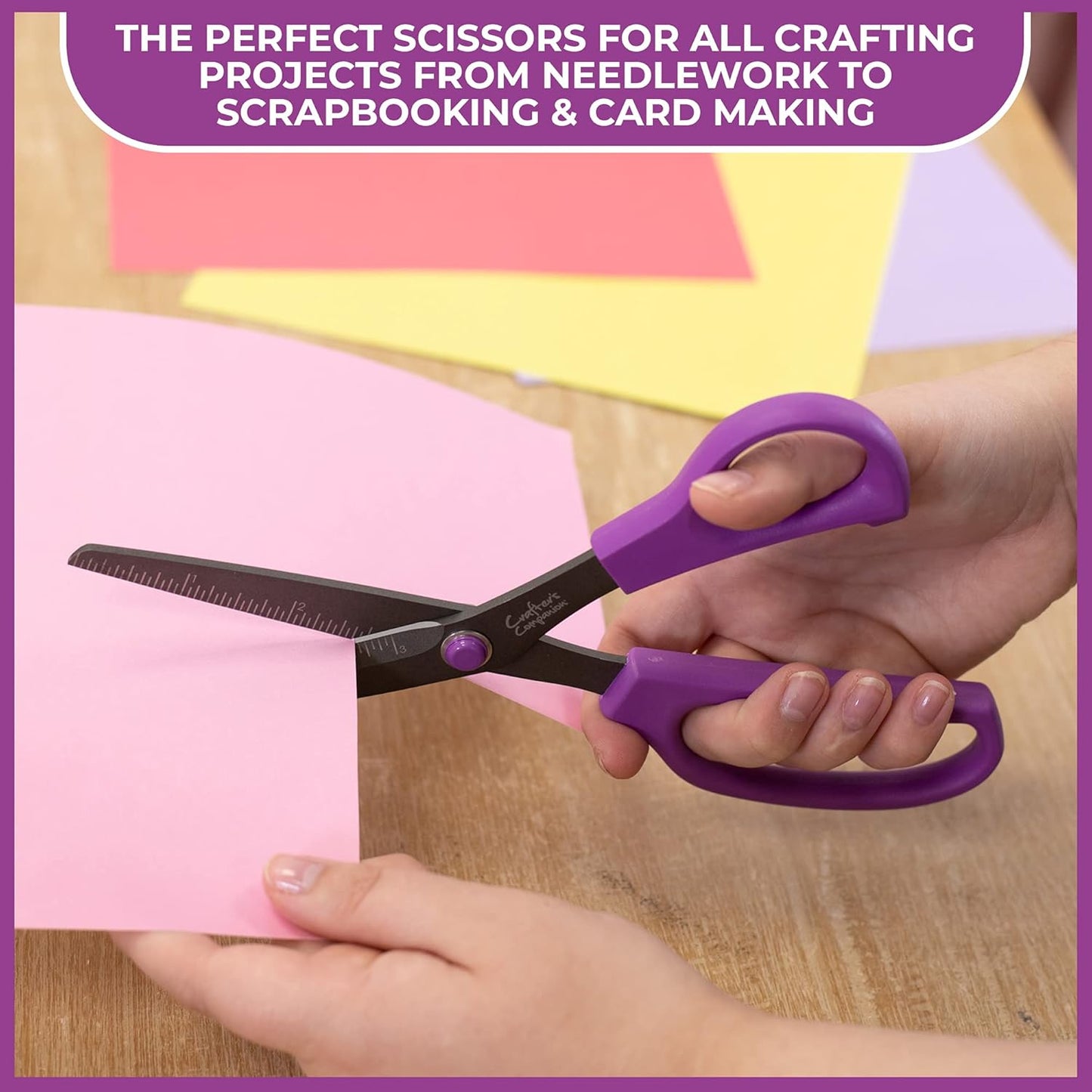 Crafter's Companion Straight Scissors for Paper and Card Crafting & Cutting Projects-9 Inch, Silver