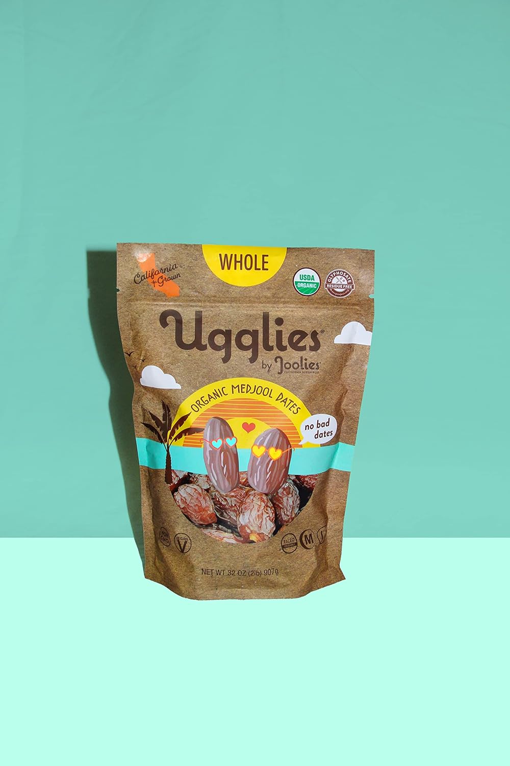 Ugglies By Joolies Organic Whole Medjool Dates | 2 Pound Pouch | Fresh California Grown Fruit | Vegan, Gluten-Free, Paleo, No Sugar Added | Great Gift for Friends & Family