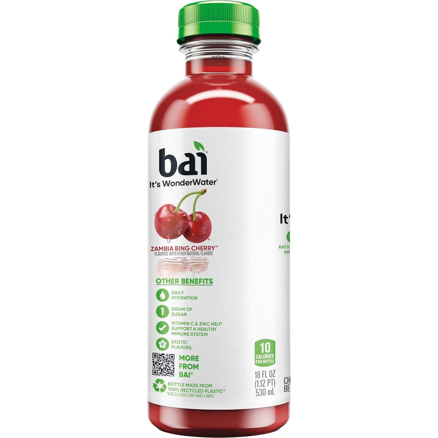 Bai Antioxidant Infused Water Beverage, Zambia Bing Cherry, with Vitamin C and No Artificial Sweeteners, 18 Fluid Ounce Bottle, 12 Pack