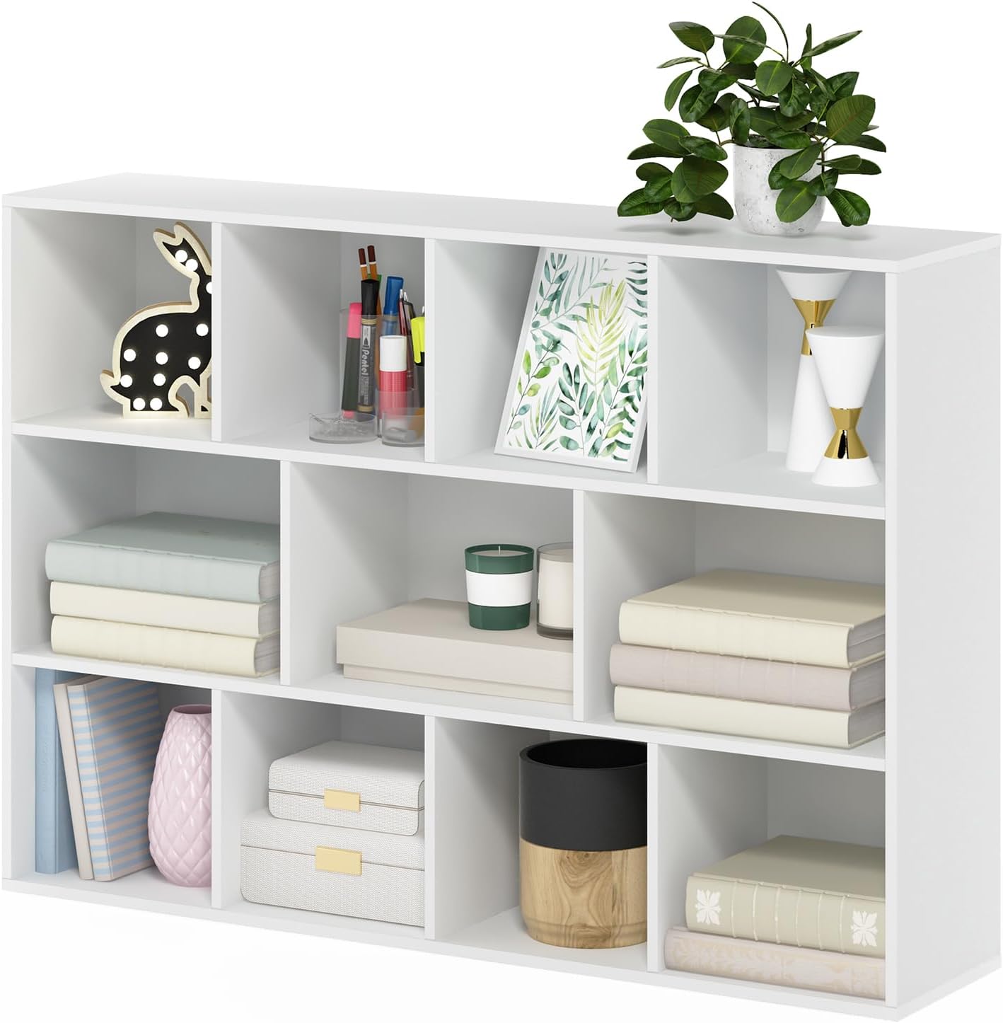 Furinno Luder Bookcase / Book / Storage , 11-Cube, White