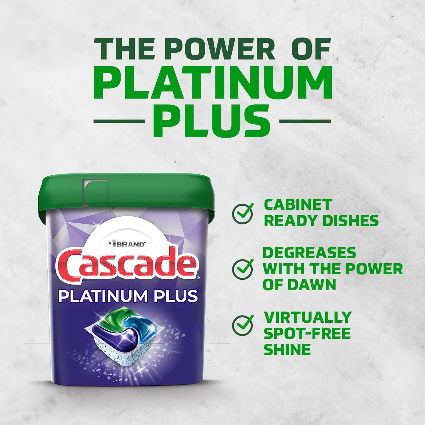 Cascade Platinum Plus Dishwasher Pod, Dish Detergent ActionPacs Dish Pods, Fresh, 52 Count