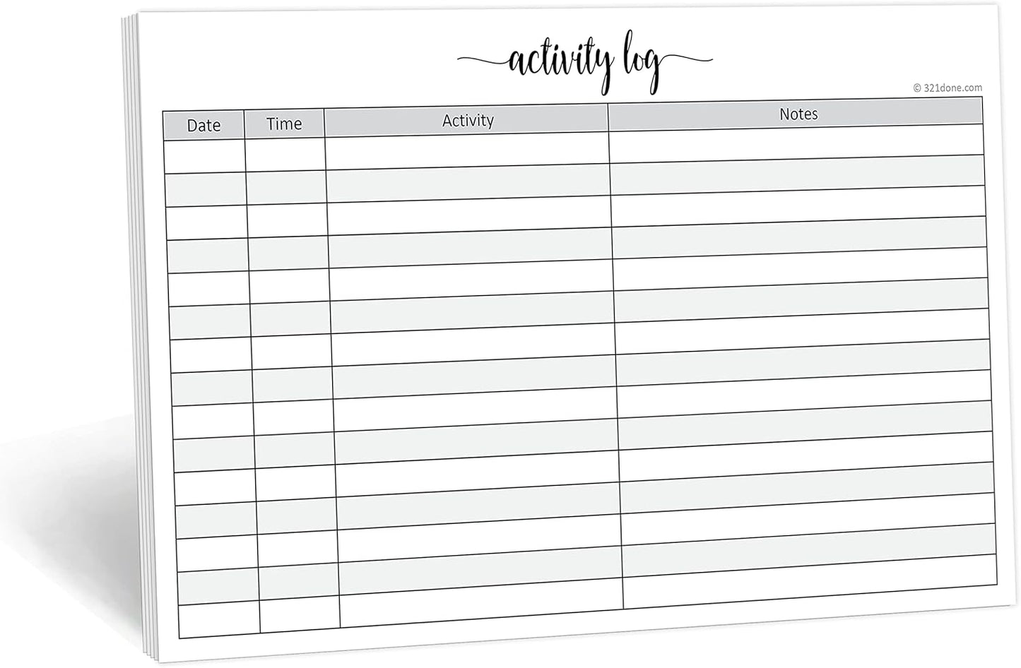 321Done Activity Log Notepad, Landscape - 5.5x8.5, Made in the USA, Minimalist Note Taking Office Supplies, Desk Planner, To-Do List, Log Book Notebook for Business, Project Management, 50 Pages