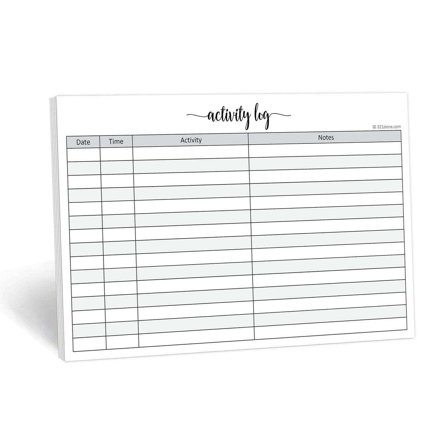 321Done Activity Log Notepad, Landscape - 5.5x8.5, Made in the USA, Minimalist Note Taking Office Supplies, Desk Planner, To-Do List, Log Book Notebook for Business, Project Management, 50 Pages