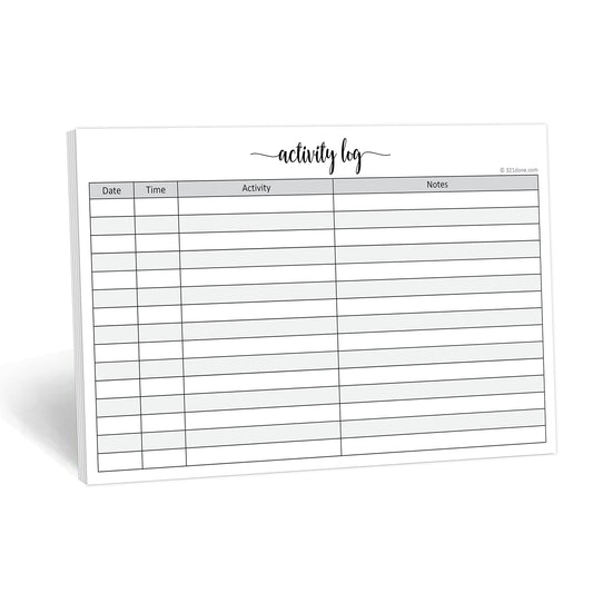 321Done Activity Log Notepad, Landscape - 5.5x8.5, Made in the USA, Minimalist Note Taking Office Supplies, Desk Planner, To-Do List, Log Book Notebook for Business, Project Management, 50 Pages