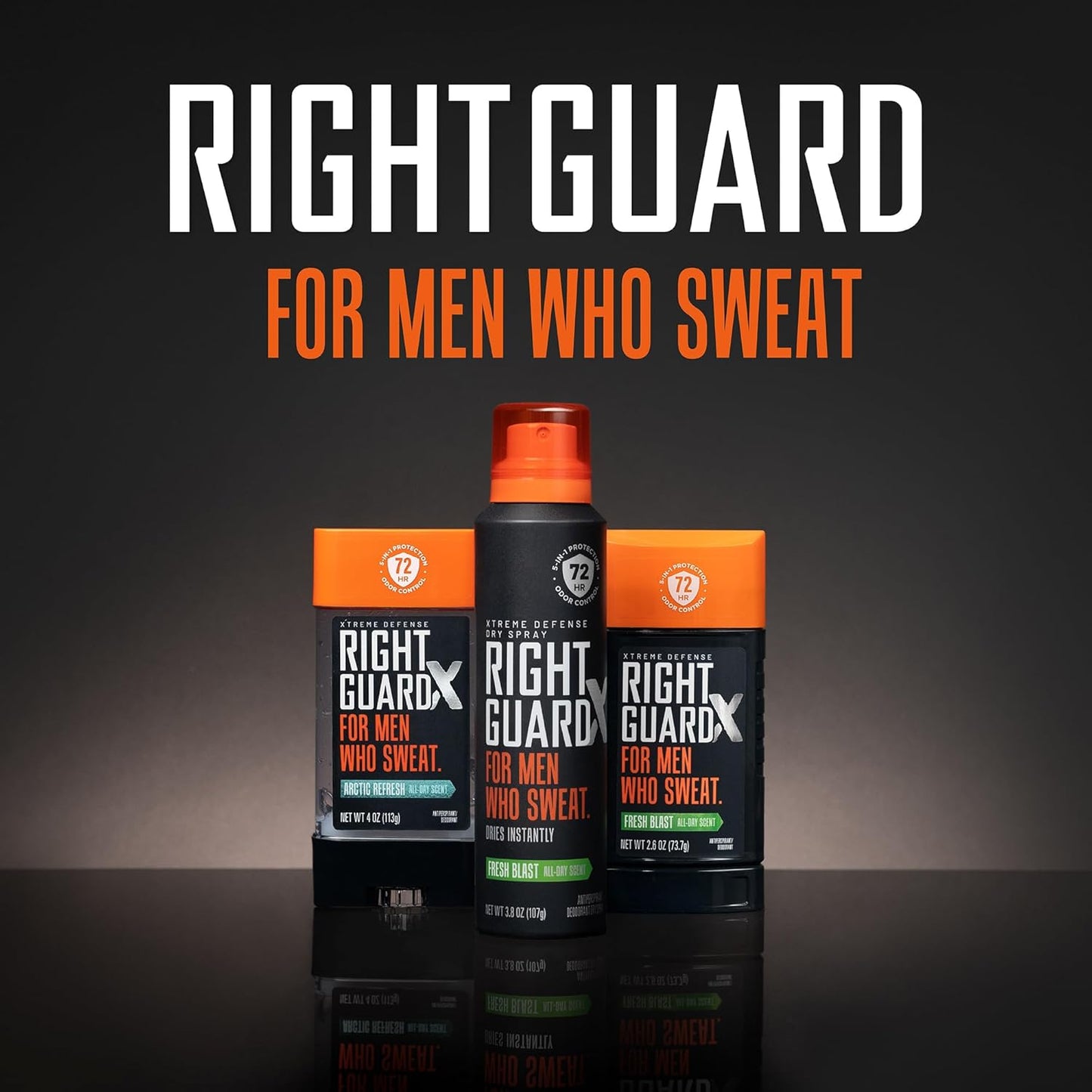 Right Guard Xtreme Defense Invisible Solid Antiperspirant & Deodorant ,72-Hour Odor Control,Fresh Blast Scent, 2.6 oz. (4 count)