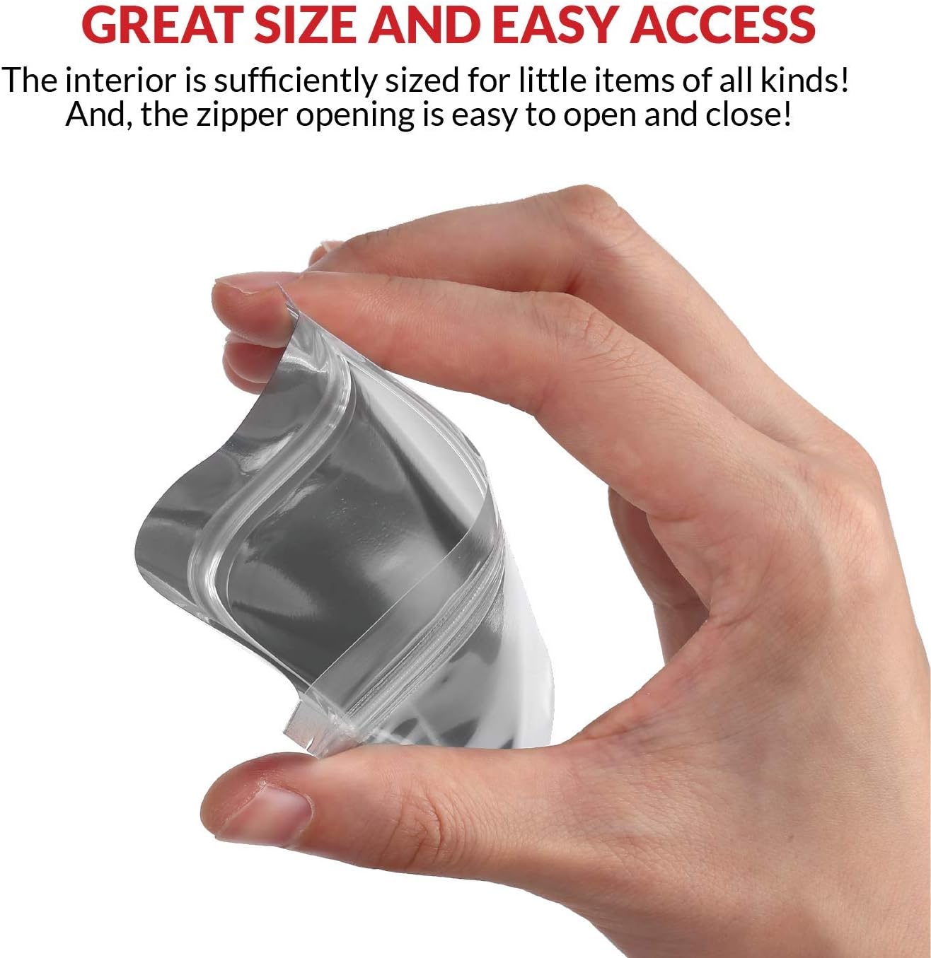 Mylar Bags with Ziplock 4" x 6" | 100 Bags | Sealable Heat Seal Bags for Candy and Food Packaging, Medications and Vitamins | Plastic and Aluminum Foil Packets for Liquid and Solids