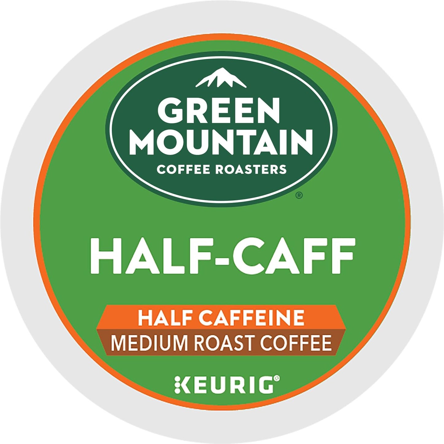 Green Mountain Coffee Roasters Half Caff Keurig Single-Serve K-Cup pods, Medium Roast Coffee, 72 Count (6 Packs of 12)