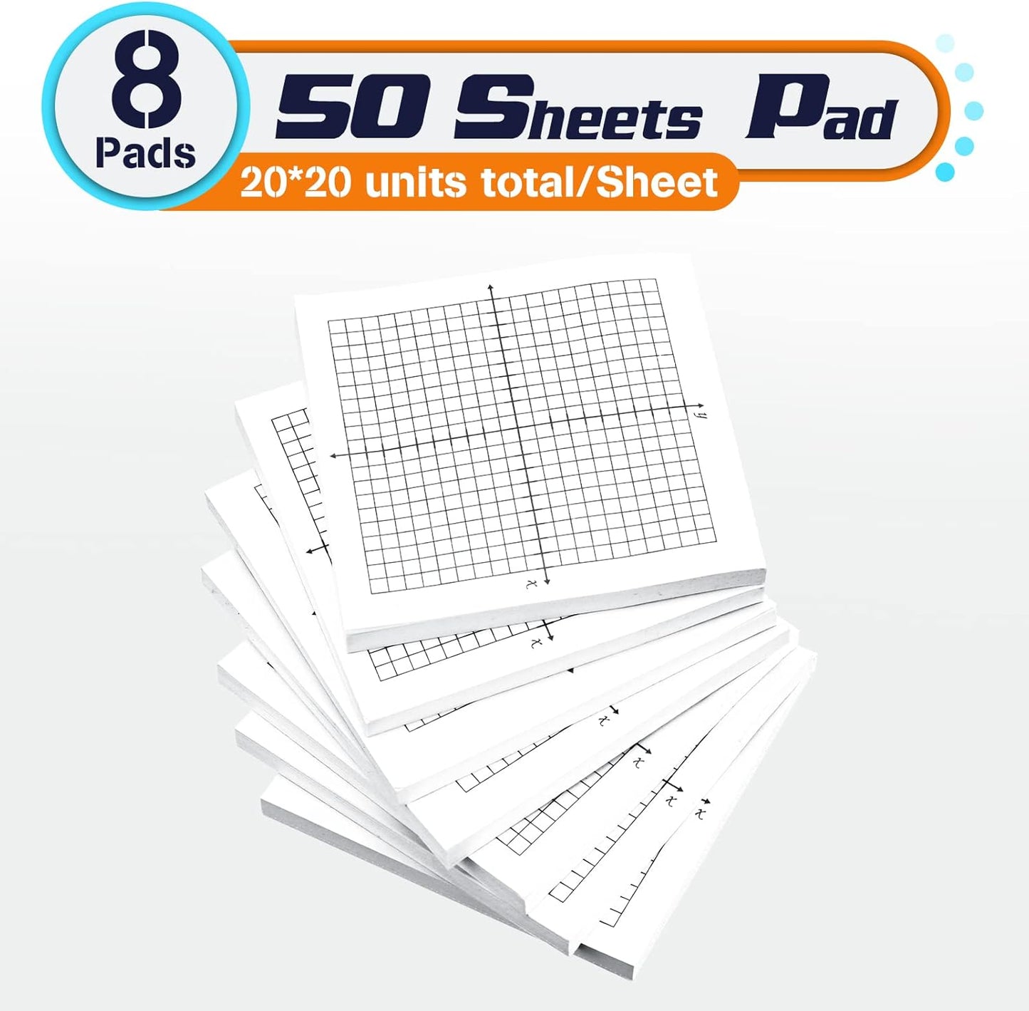 8 Pads Graph Paper Sticky Notes 400 Sheets 3 x 3 Inch Lined Mini Graph Pads Adhesive Grid Sticky Notes 20 x 20 Four Quadrant Self Stick Note Pads for Office School Math Supplies