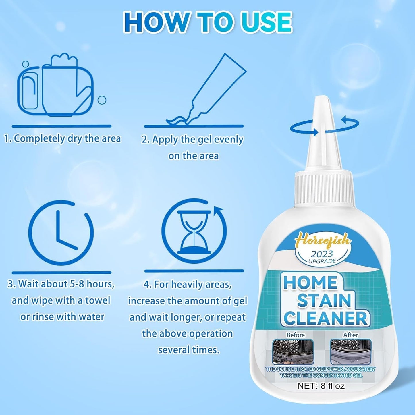 Home Remover Gel, 8 Fl Oz Household Washing Machine Cleaner for Washing Machine, Refrigerator Strips, Cleaner For Tiles Grout Sealant Bathroom Cleaning Home Kitchen Sinks Cleaning Grout Cleaner