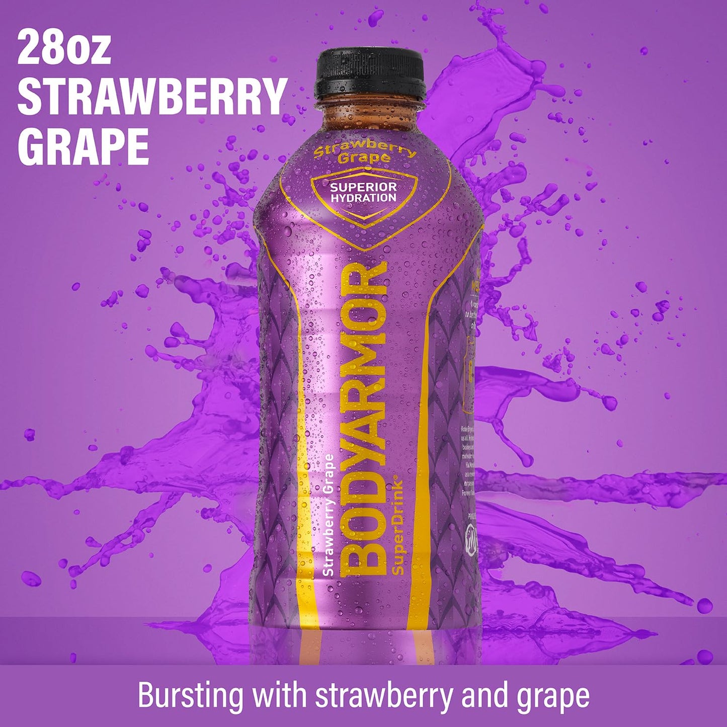 BODYARMOR Sports Drink Sports Beverage, Strawberry Grape, Coconut Water Hydration, Natural Flavors With Vitamins, Potassium-Packed Electrolytes, Perfect For Athletes, 28 Fl Oz (Pack of 12)