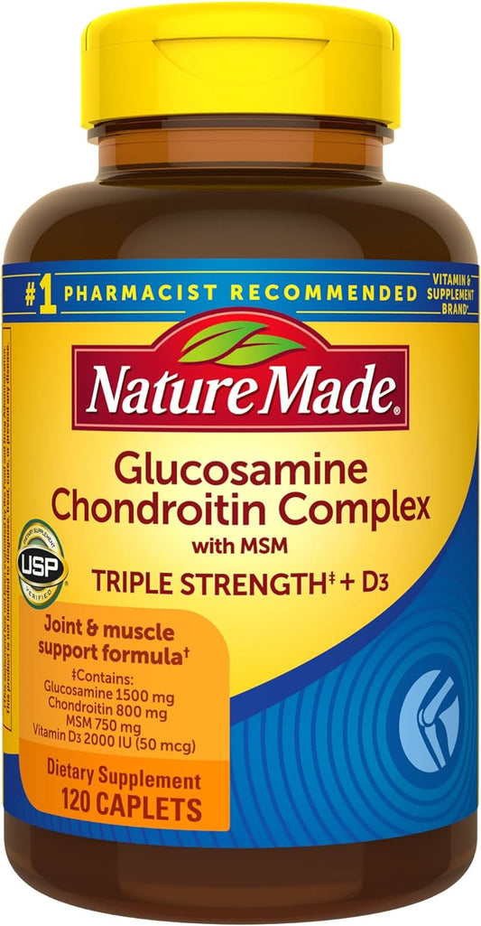 Nature Made Glucosamine Chondroitin Complex with MSM, Dietary Supplement for Joint Support, 120 Caplets, 60 Day Supply