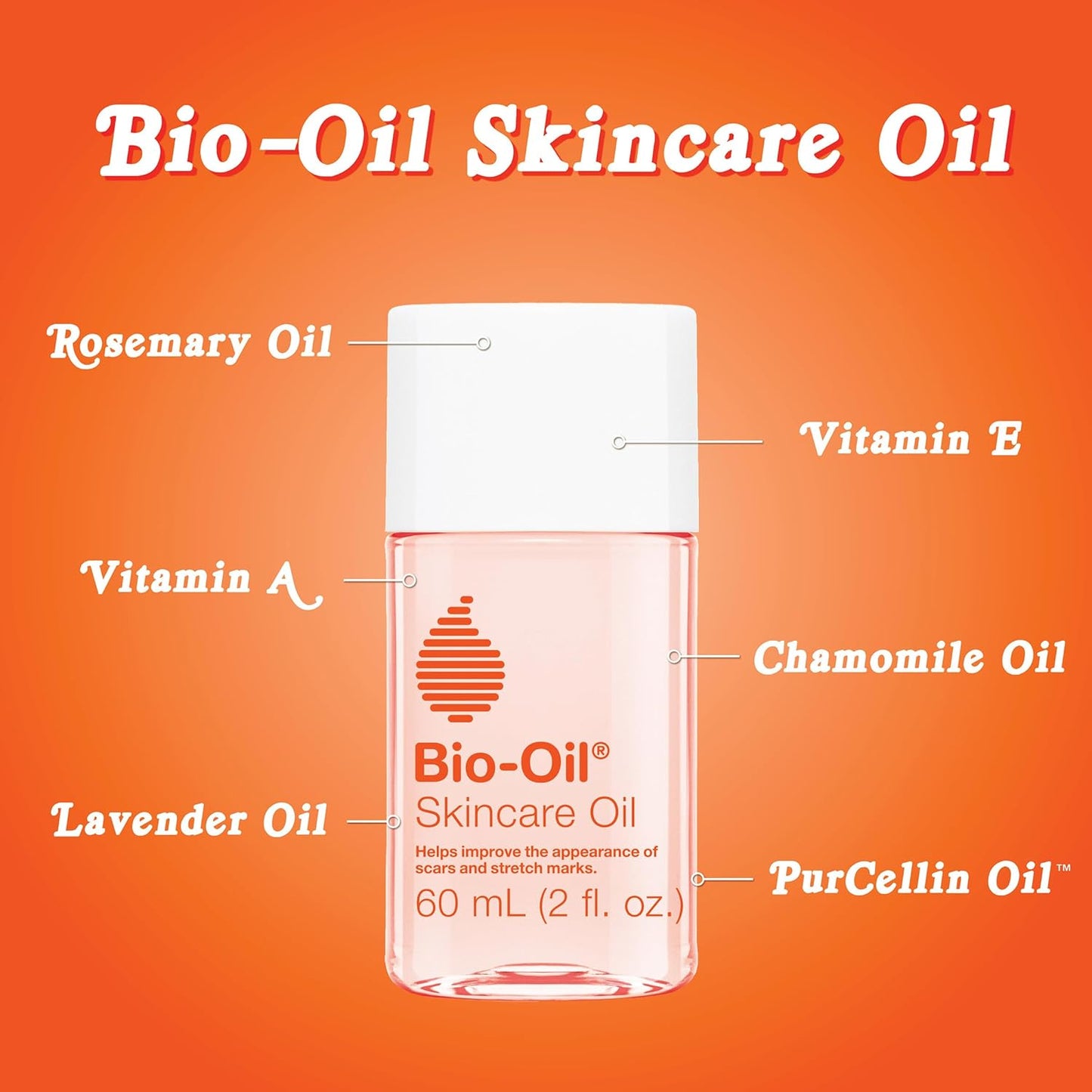 Bio-Oil Skincare Body Oil, Vitamin E, Serum for Scars & Stretchmarks, Face & Body Moisturizer, 2 oz, All Skin Types