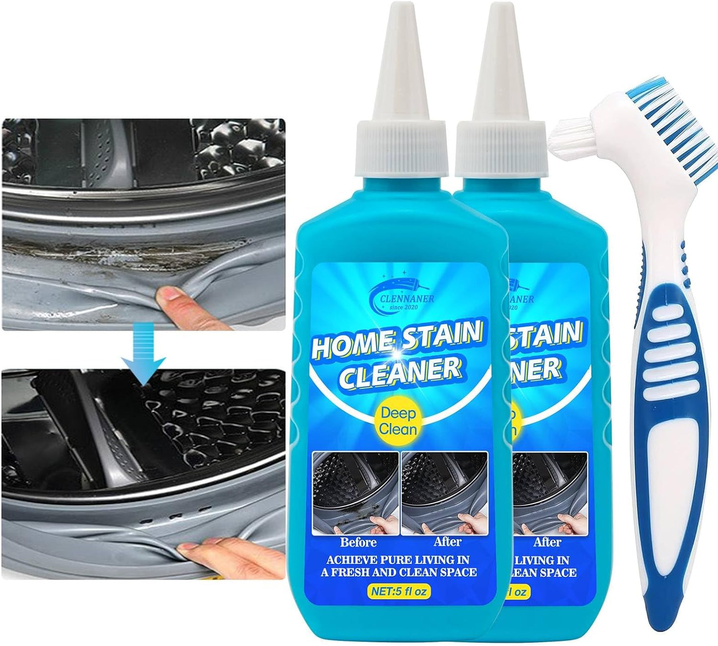 Home Remover Gel, 2 Pack Washing Machine Cleaner, Grout Cleaner for Tiles Grout Sealant Bathroom Kitchen Refrigerator Strips Sinks Cleaning (10 Fl Oz)