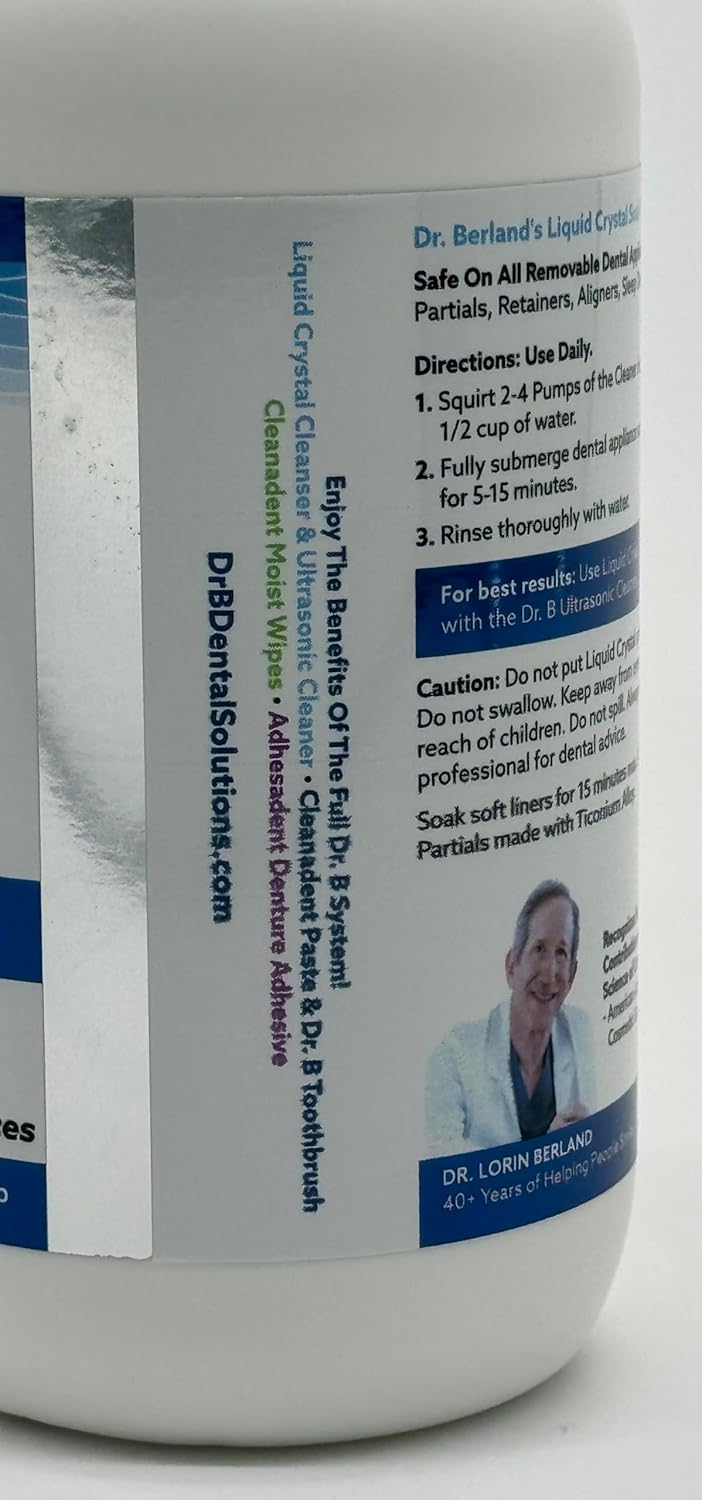 Dr. B Dental Solutions Liquid Crystal Soak Cleanser for Oral Appliances, Dentures, Night Guards, Aligners, & Other Devices