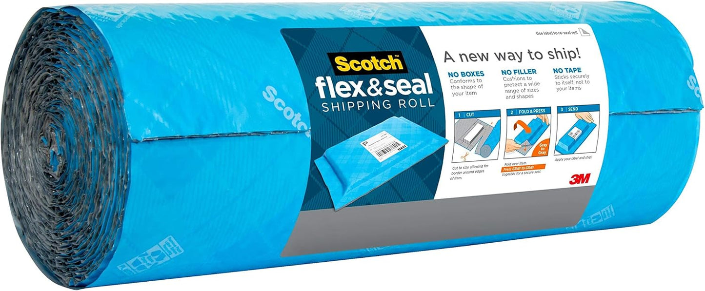 Scotch Flex and Seal Shipping Roll, 20 Ft x 15 in, Just Ship It, No Boxes, No Tape, Easy Packaging Alternative to Poly Mailers, Shipping Bags, Bubble Mailers, Padded Envelopes, Boxes (FS-1520)