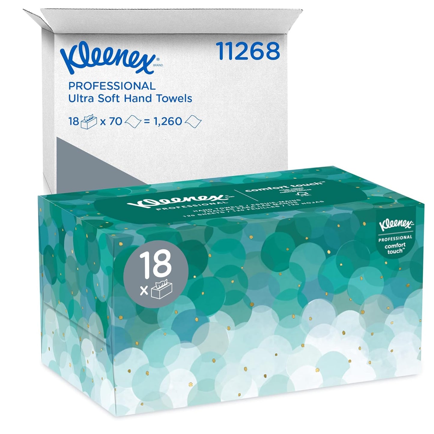 2-Pack Kimberly-Clark's Kleenex Stainless Steel Box Towel Cover With 18-Pack Kleenex 1-Ply Ultra Soft Hand Towel Refill Bundle