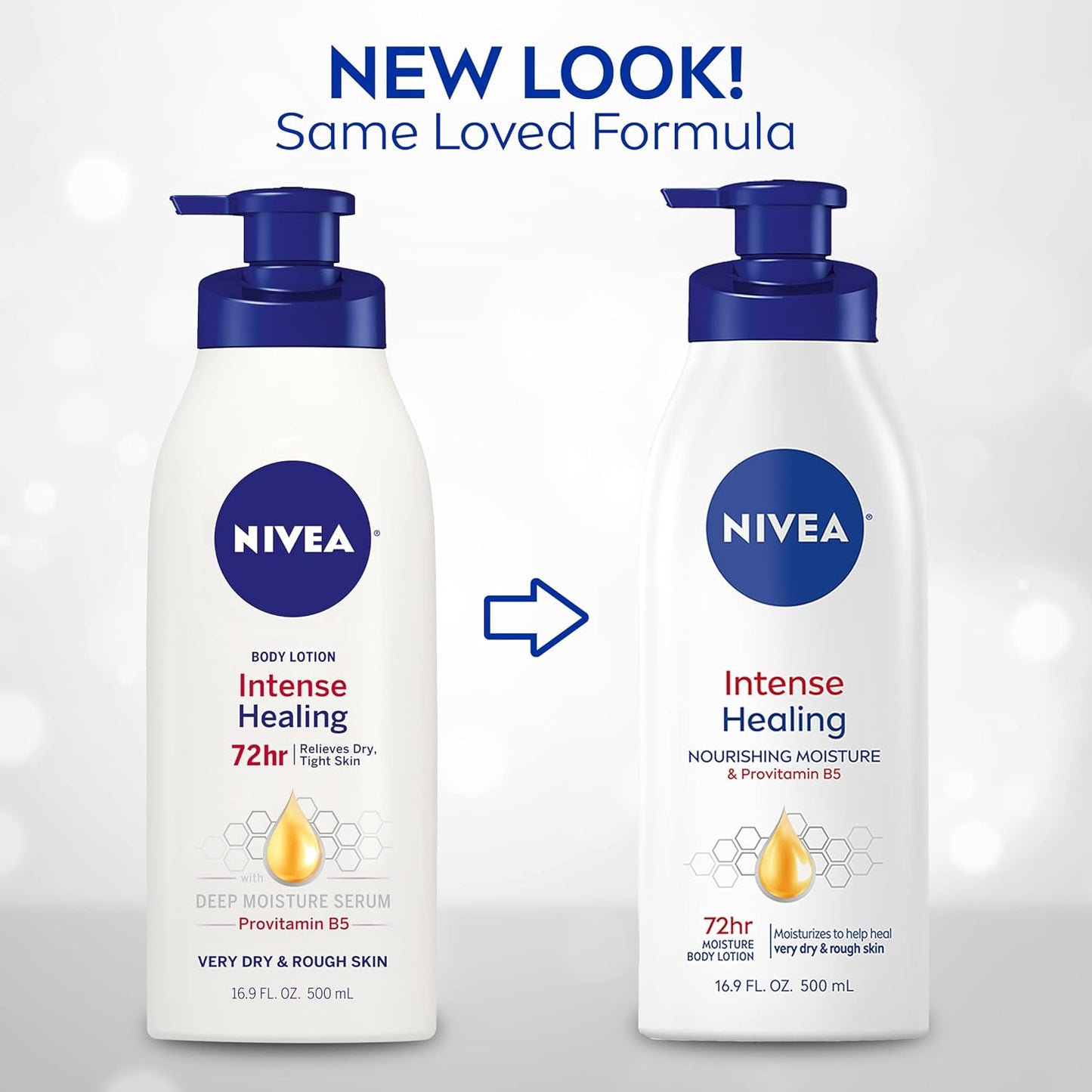 NIVEA Intense Healing Body Lotion for Dry Skin, 72-Hour Moisturizing Lotion with Deep Nourishing Serum and Provitamin B5, 16.9 Fl Oz Pump Bottle