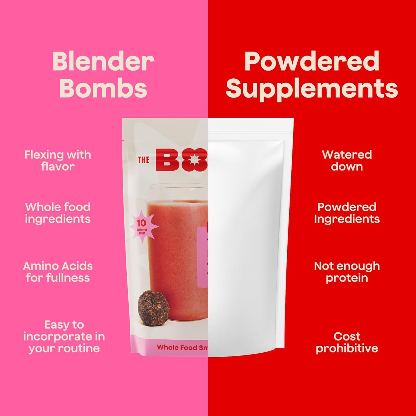 The Bomb Co. Blender Bomb, The OG, Superfood Smoothie Mix with Chia Seeds, Hemp Seeds, Flax Seeds, Sea Salt, & Amino Acids for Gut Health, Gluten Free, High Fiber, 10 Servings