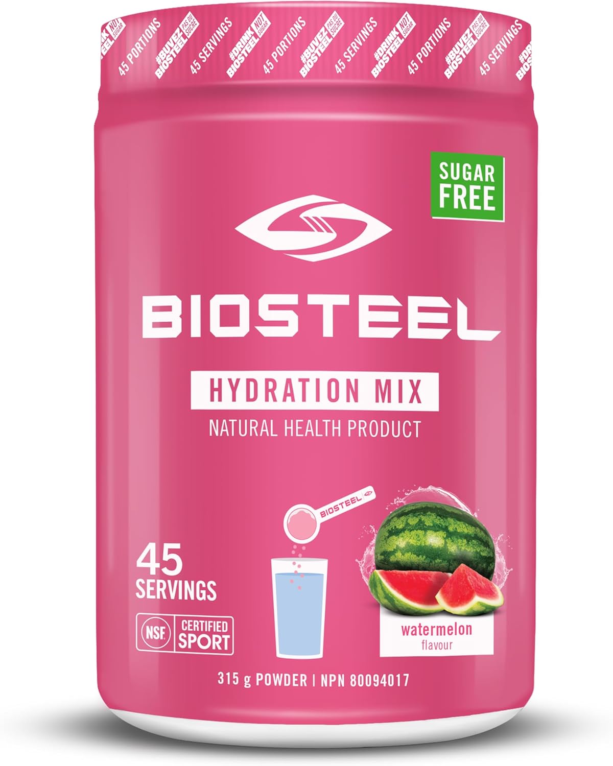 BioSteel Hydration Mix - Sugar Free, Essential Electrolyte Sports Drink Powder - Watermelon - 45 Servings