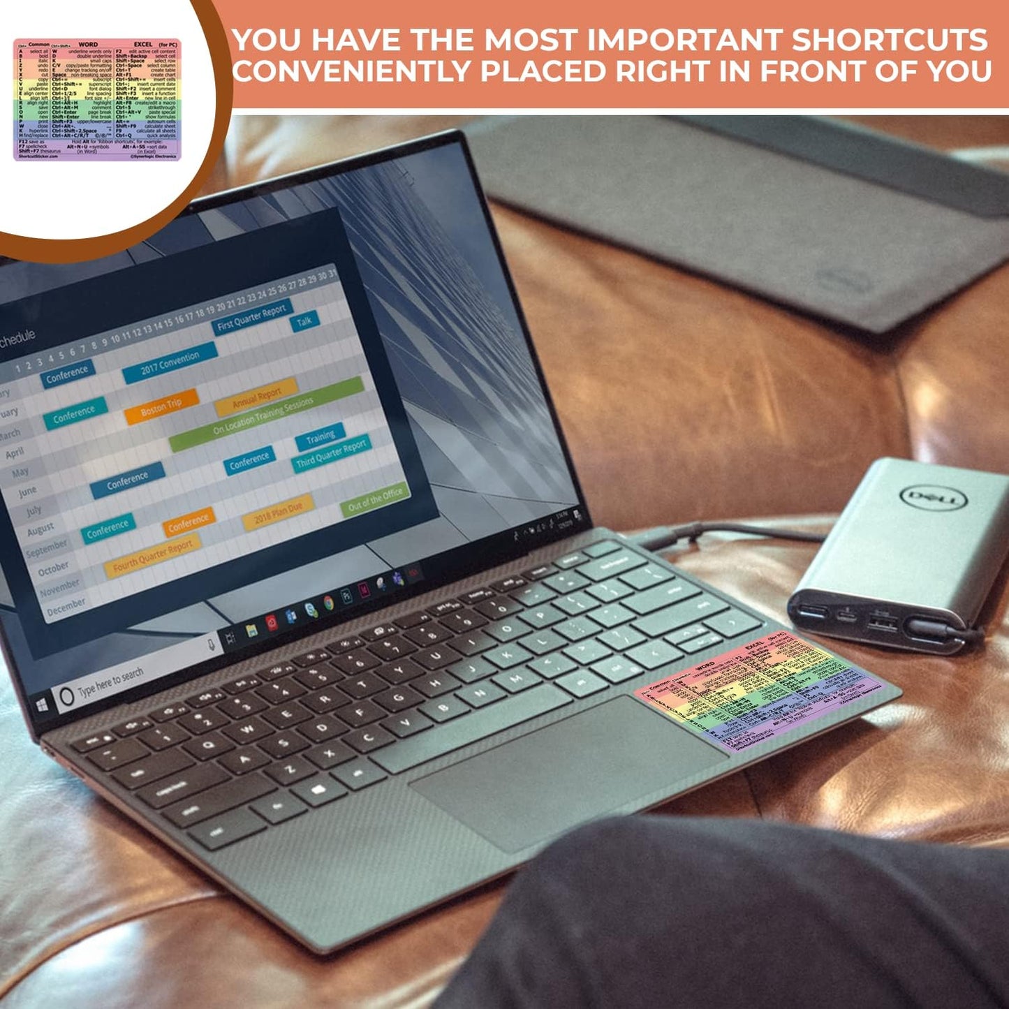 Synerlogic Word/Excel Windows Shortcut Sticker | Reference Guide Keyboard Shortcut Sticker | Work from Home Essentials | Excel Shortcuts Cheat Sheet Laminated No-Residue Vinyl (Rainbow/Small, 1pc)