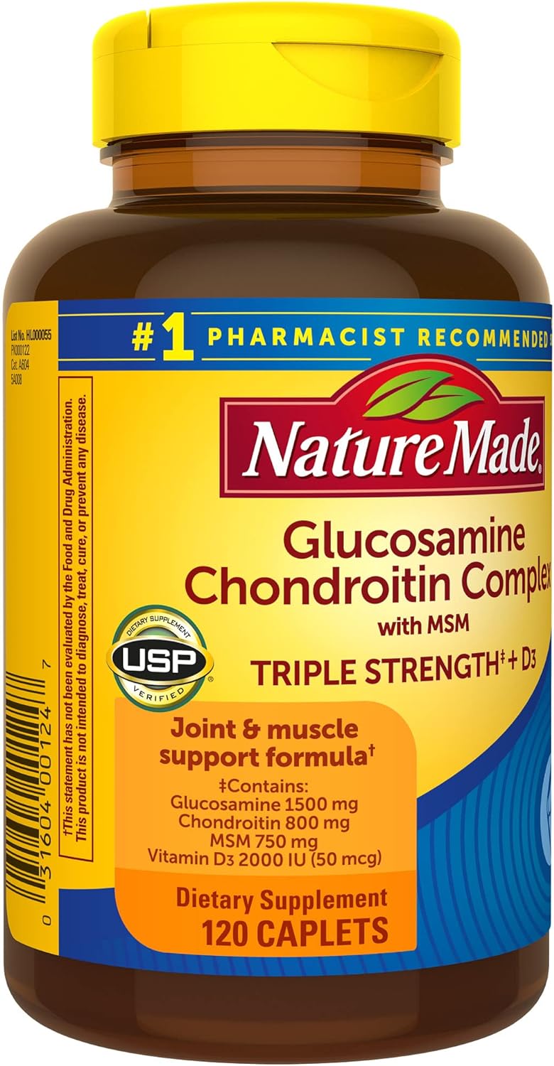 Nature Made Glucosamine Chondroitin Complex with MSM, Dietary Supplement for Joint Support, 120 Caplets, 60 Day Supply