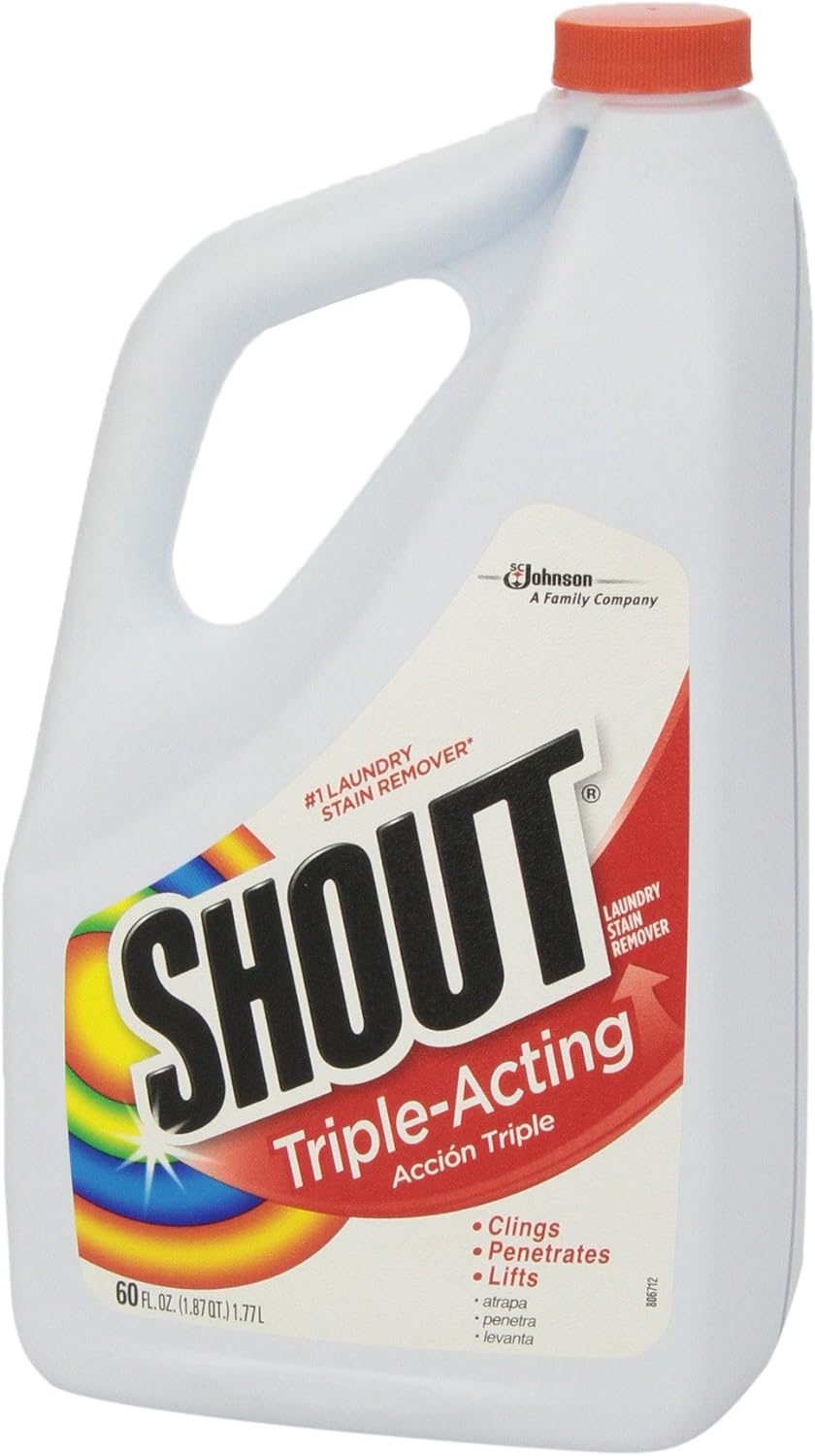 Shout Active Enzyme Laundry Stain Remover Spray, Triple-Acting Formula Clings, Penetrates, and Lifts 100+ Types of Everyday Stains - Prewash Refill 60oz