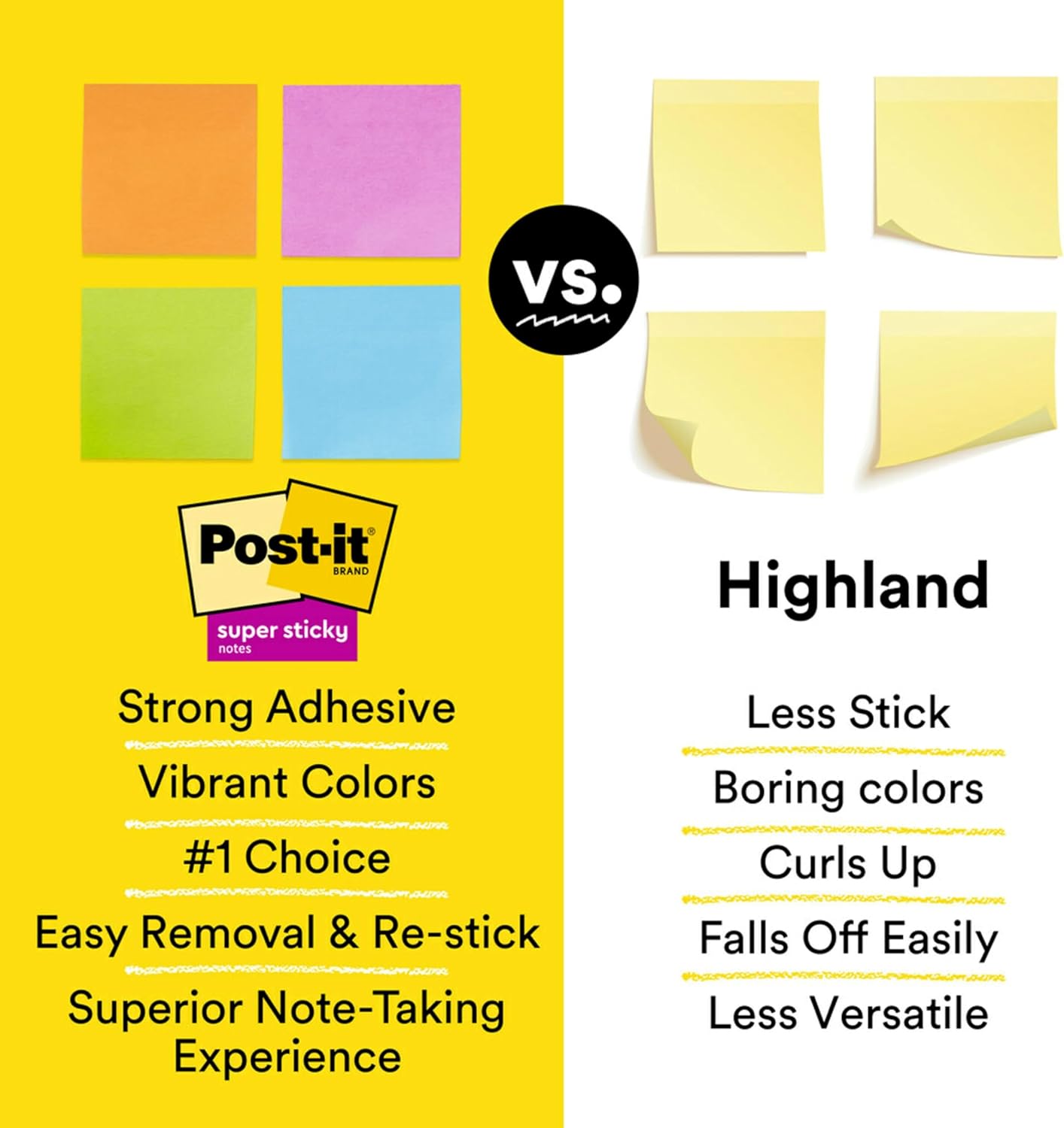 Post-it Super Sticky Notes, 3 Sticky Note Pads, 3 x 3 in., School Supplies for Students, Ideal for Textbooks, Notebooks, Walls and Vertical Surfaces, Energy Boost Collection