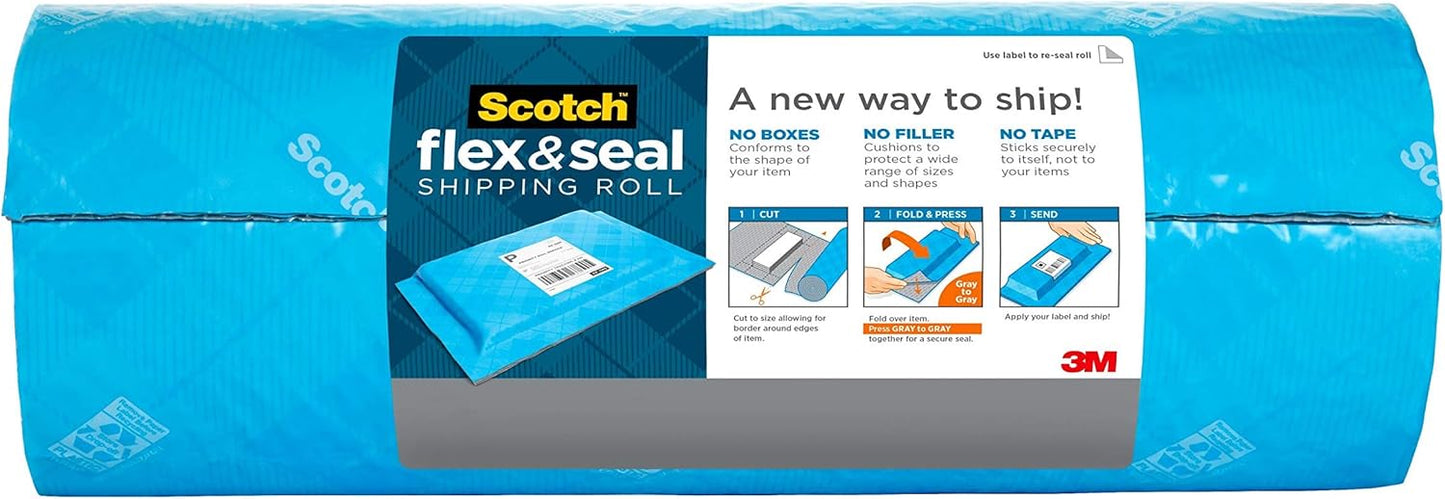 Scotch Flex and Seal Shipping Roll, 20 Ft x 15 in, Just Ship It, No Boxes, No Tape, Easy Packaging Alternative to Poly Mailers, Shipping Bags, Bubble Mailers, Padded Envelopes, Boxes (FS-1520)