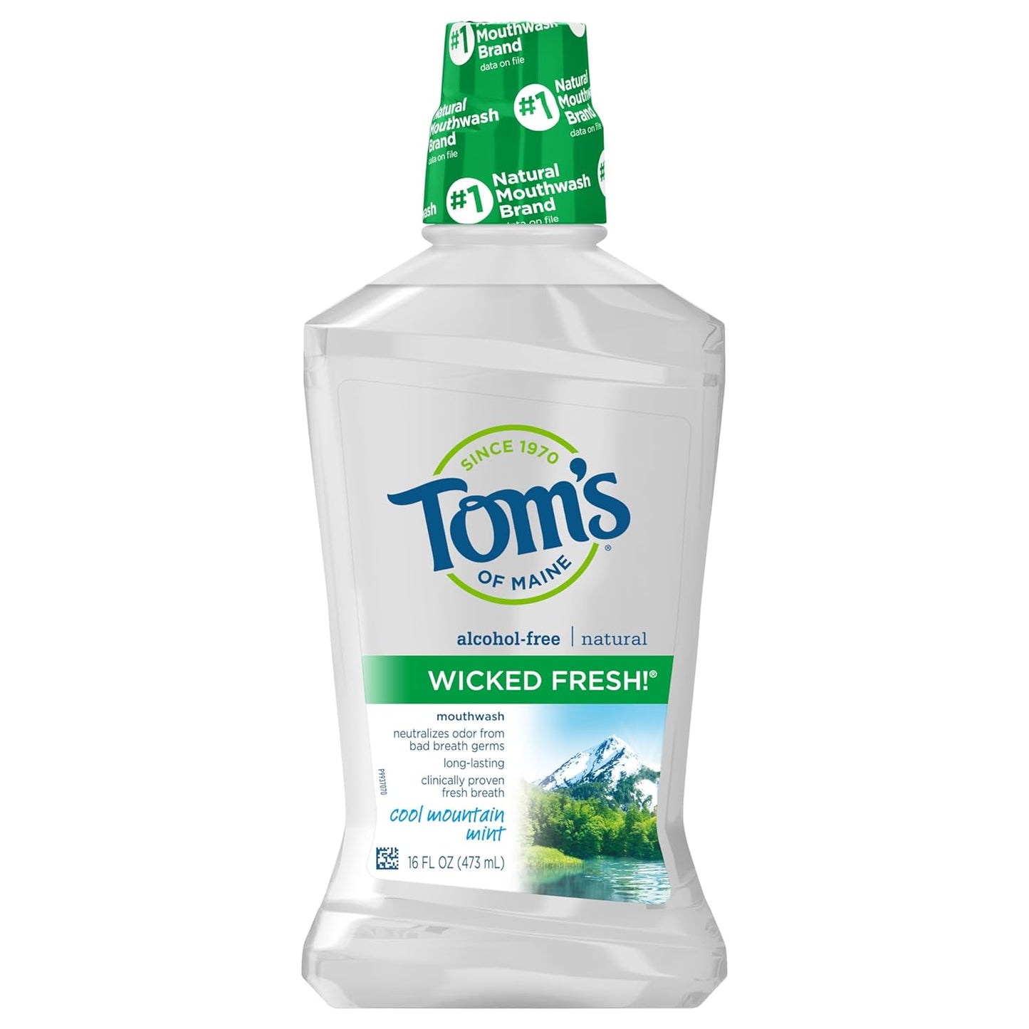 Tom's of Maine Natural Wicked Fresh Alcohol-Free Mouthwash, Cool Mountain Mint, 16 oz. 6-Pack (Packaging May Vary)