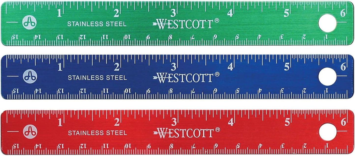 Westcott Stainless Steel Office Ruler with Non Slip Cork Base, 6-Inch (10414)