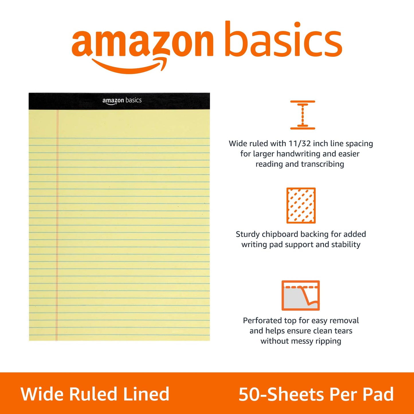 Amazon Basics Narrow Ruled 5 x 8-Inch Lined Writing Note Pads, 6 Count (50 Sheet Pads), Multicolor