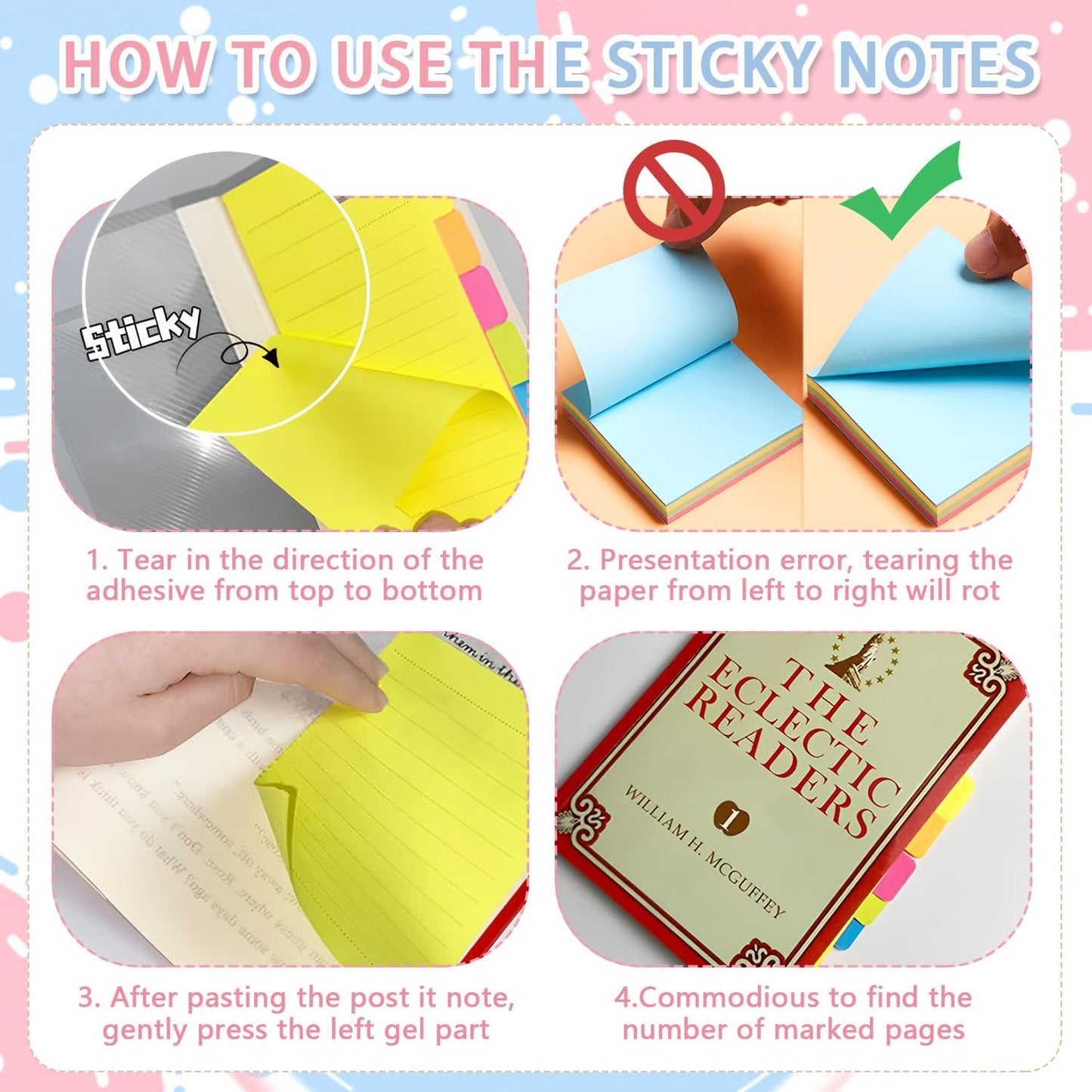 Sticky Notes Set, Sticky Notes Tabs, 710 Pack, Divider Sticky Notes, School Supplies, Office Supplies, Planner Sticky Notes, Sticky Note Dividers Tabs, Book Notes, Back to School Supplies