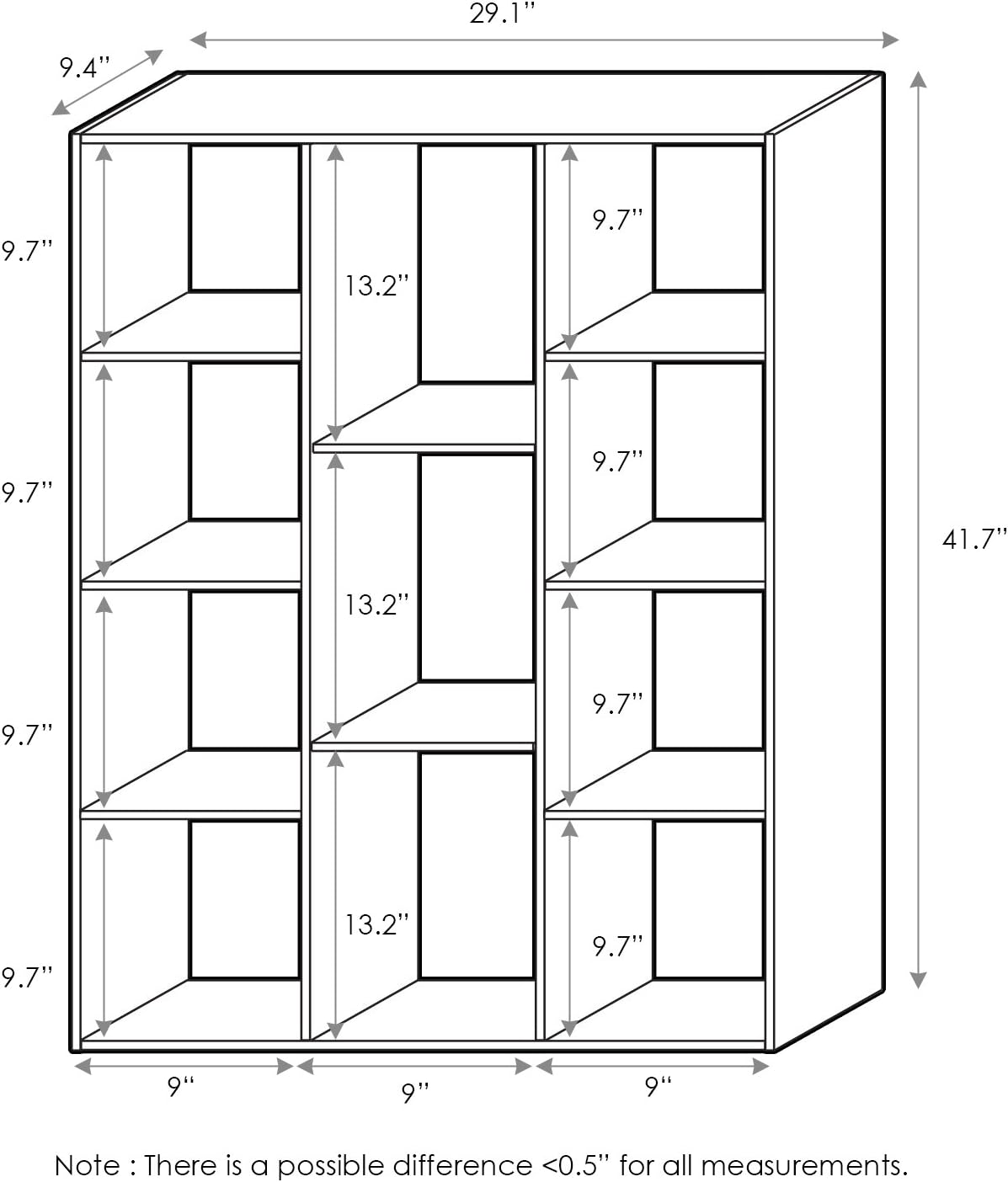 Furinno Luder Bookcase / Book / Storage , 11-Cube, White