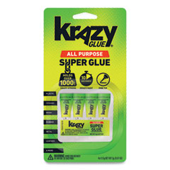 Krazy Glue® Single-Use Tubes, 0.07 oz, Dries Clear, 4/Pack