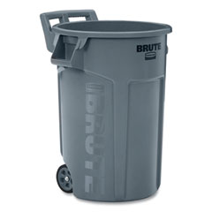 Rubbermaid® Commercial Vented Wheeled Brute Container, 44 gal, Plastic, Gray