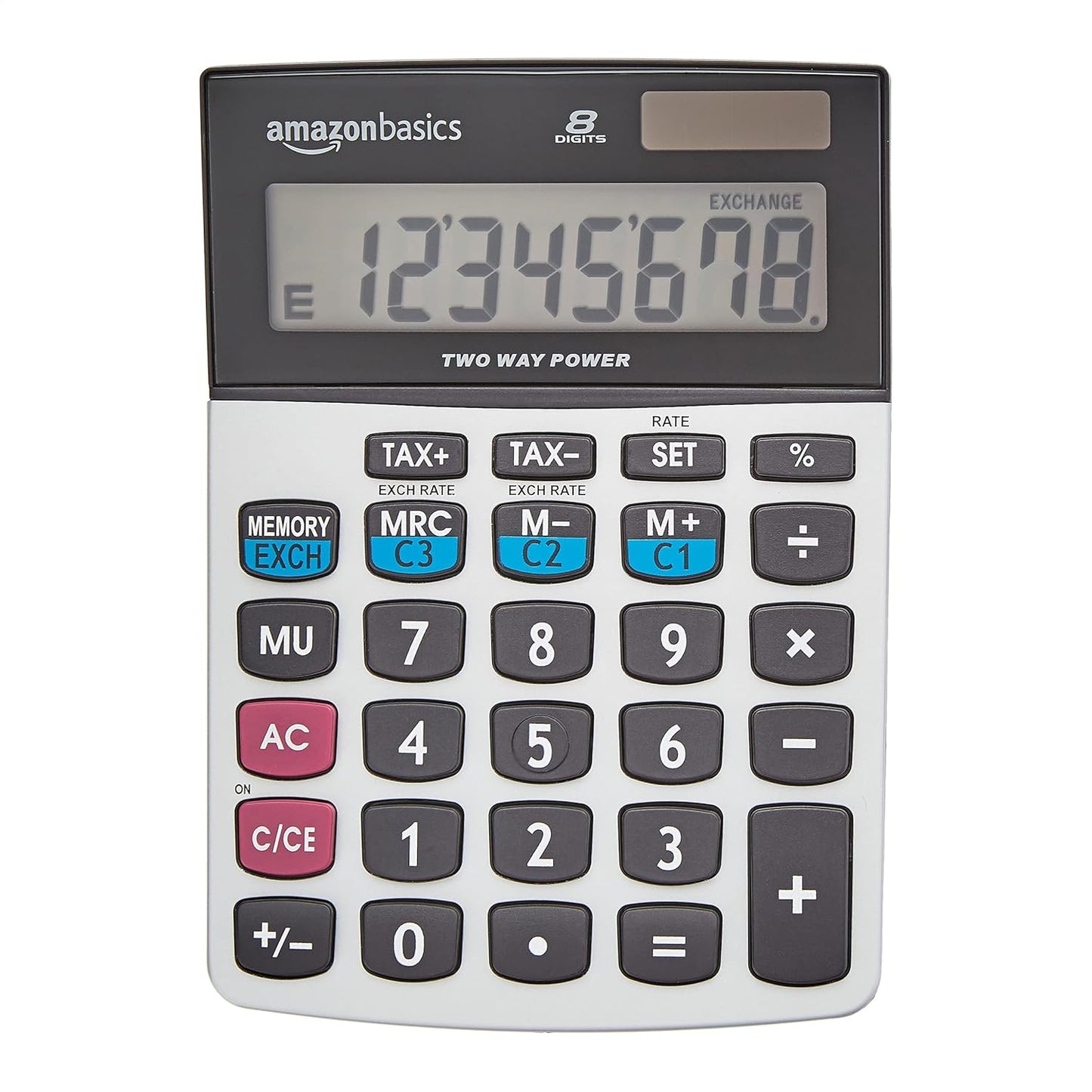 Amazon Basics LCD 8-Digit Desktop Calculator, 5-Pack, Silver