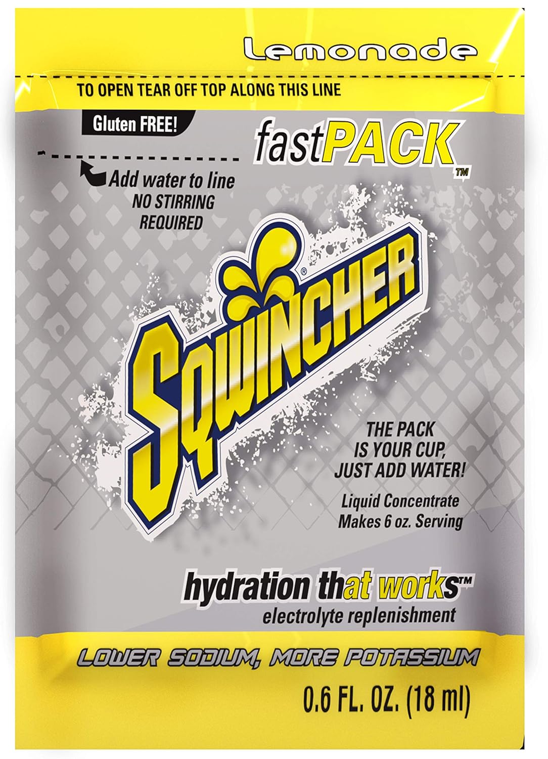 Sqwincher 015303-LA Fast Pack Liquid Concentrate Packet, 6 oz, Yellow, Standard (Pack of 50)