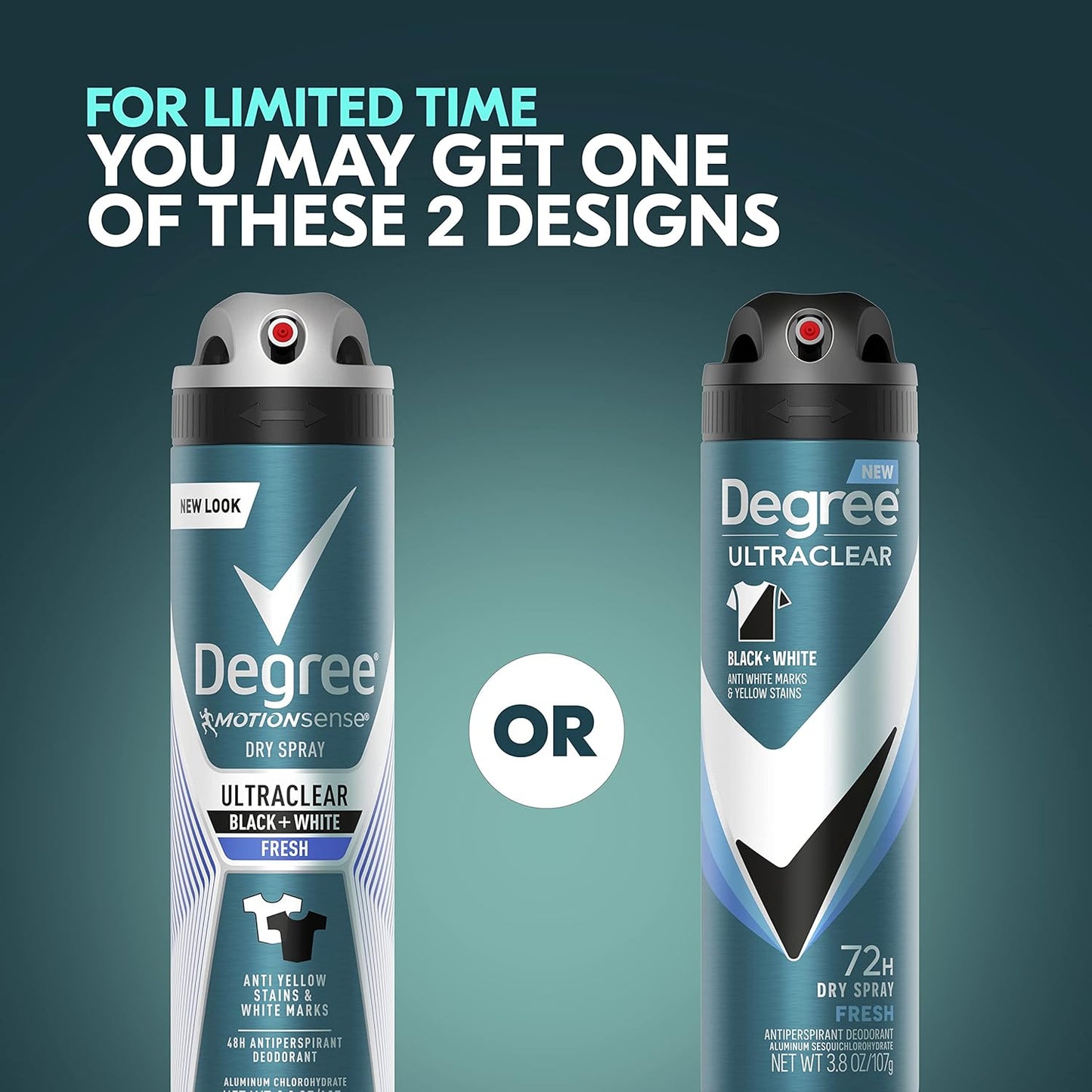 Degree Men Antiperspirant Spray Black + White 3 Count Protects from Deodorant Stains Instantly Dry Spray Deodorant 3.8 oz