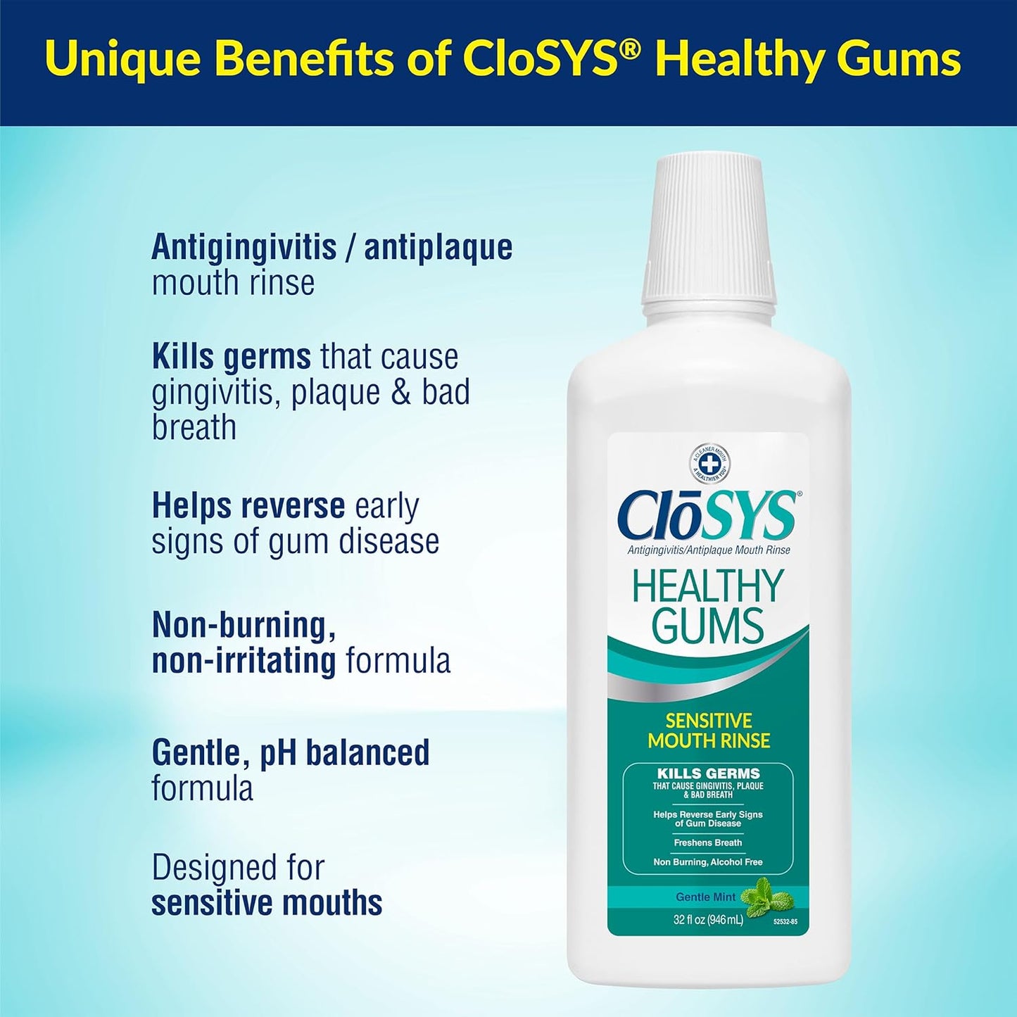 CloSYS Healthy Gums Oral Rinse Mouthwash - 32 Fl Oz