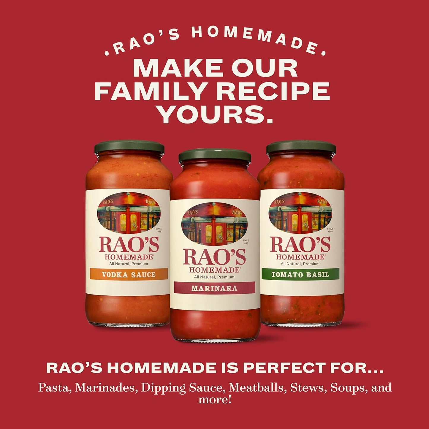 Rao's Homemade Tomato Sauce, Tomato Basil, 24 oz, Versatile Pasta Sauce, Carb Conscious,All Natural, Premium Quality, Made with Slow-Simmered Italian Tomatoes & Basil, 1.5 Pound (Pack of 1)