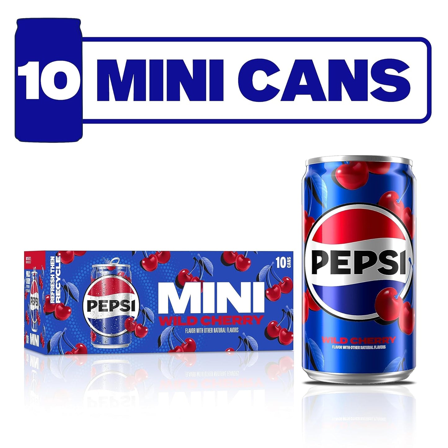 Pepsi Wild Cherry Soda Mini Cans, 7.5 Ounce Mini Cans (Two packs of 10) (Packaging May Vary)