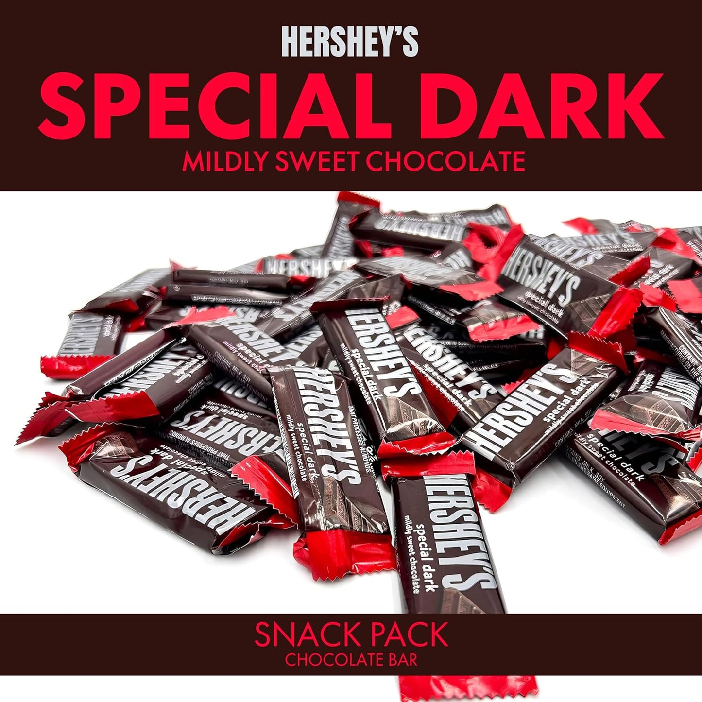 Hershys Special Dark Mildly Sweet Chocolate - 2 Pounds Approx 70 Halloween Candy Bulk Individually Wrapped - Dark Chocolate Hershys Snack Size Candy Bars - Halloween Treats for Sharing With Family and Friends