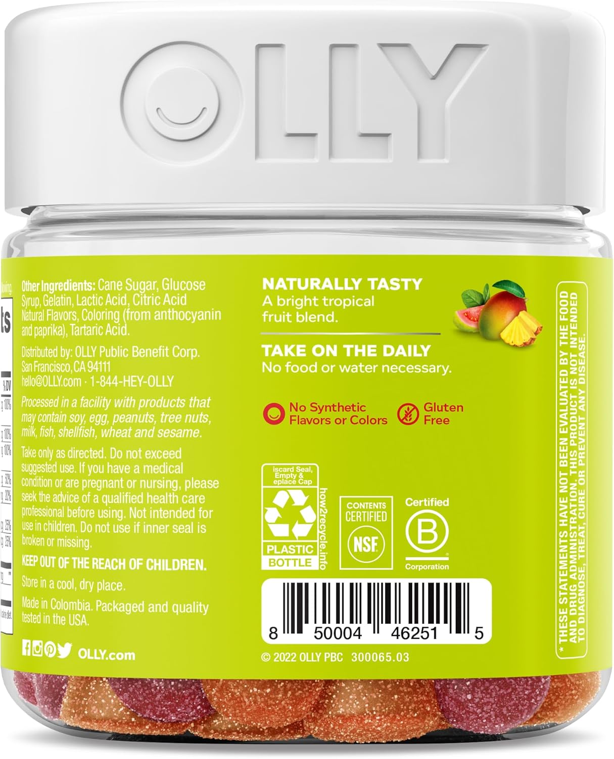 Olly Multi + Probiotic Adult Multivitamin Gummy, 1 Billion CFUs, Digestive and Immune Support Chewable Supplement, 35 Day Supply (70 Gummies), Tropical Twist