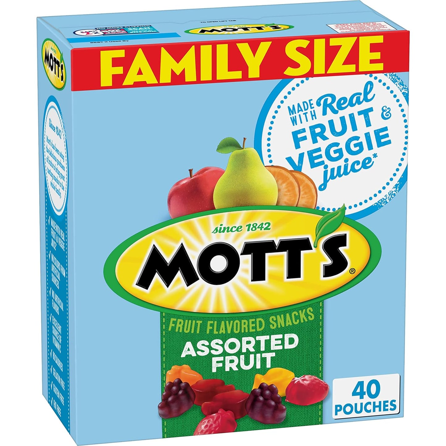 Mott's Fruit Flavored Snacks, Assorted Fruit, Halloween Candy Alternative, Pouches, 0.8 oz, 40 ct