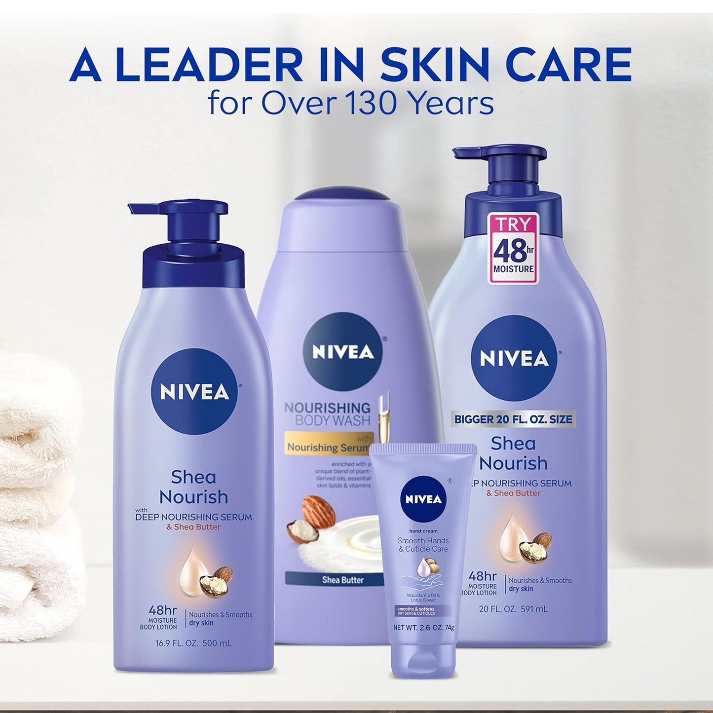 NIVEA Shea Nourish Body Lotion, Dry Skin Lotion with Shea Butter, Moisturizing Lotion for Dry Skin, 16.9 Fl Oz Pump Bottle