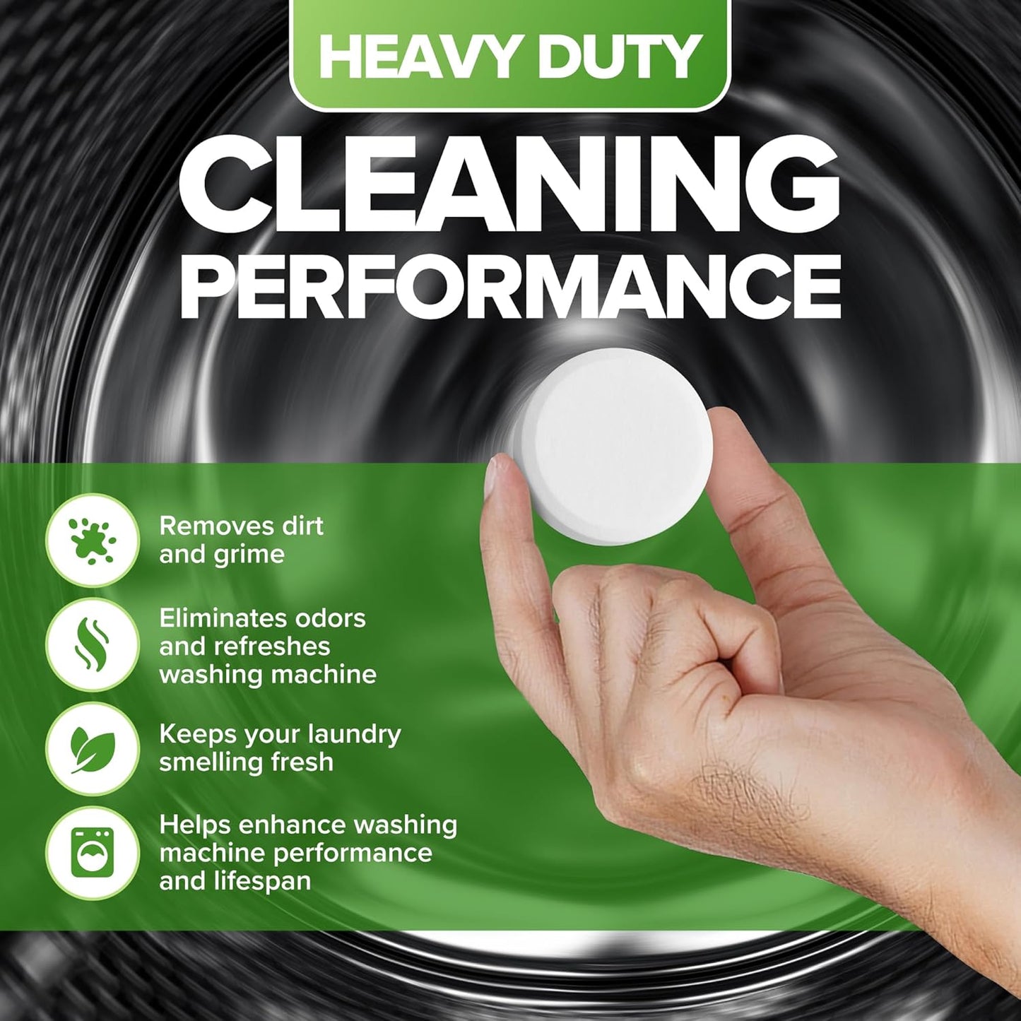 Heavy Duty Washing Machine Cleaner Descaler Tablets - Deep Cleaning for Front Load, Top Load Washer, HE (6 XL Tablets - 6 Months Supply)