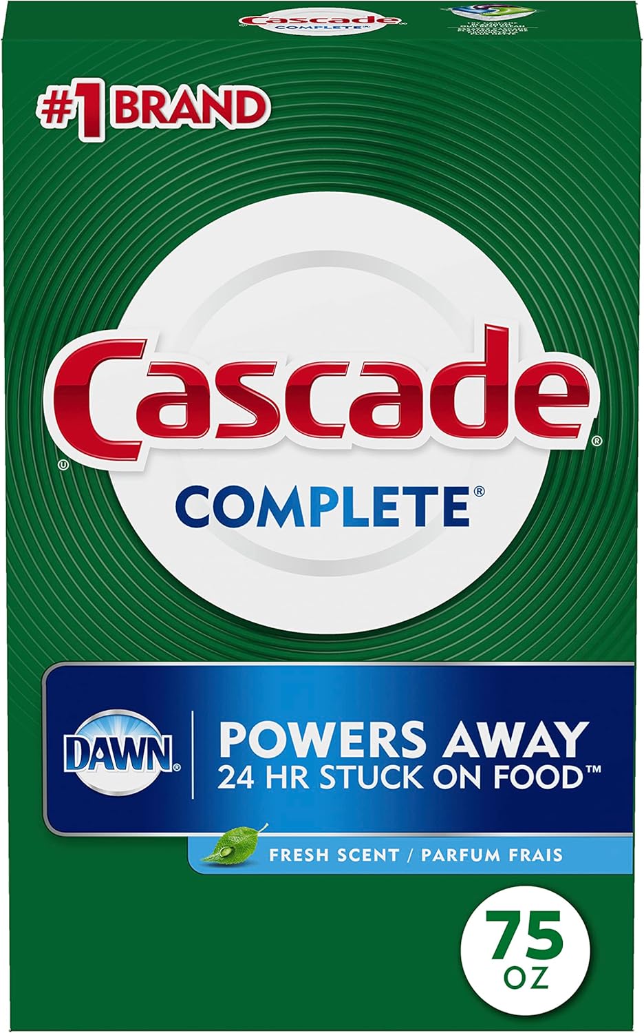 Cascade Complete Powder Dishwasher Detergent, Fresh Scent, 75 oz, White