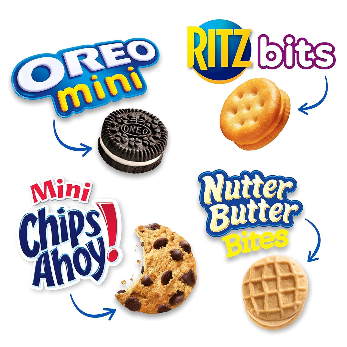 Nabisco Classic Mix Variety Pack, OREO Mini, CHIPS AHOY! Mini, Nutter Butter Bites, RITZ Bits Cheese, 20 - 1 oz Snack Packs